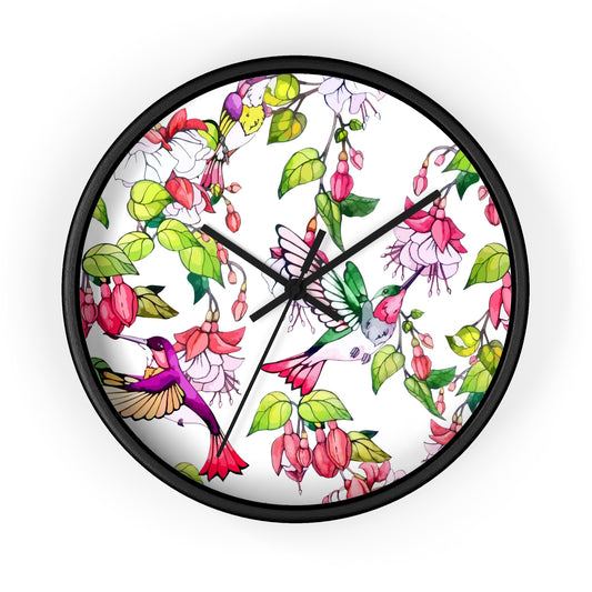 Hummingbird and Fuchsia Wall Clock - Expressive DeZien 