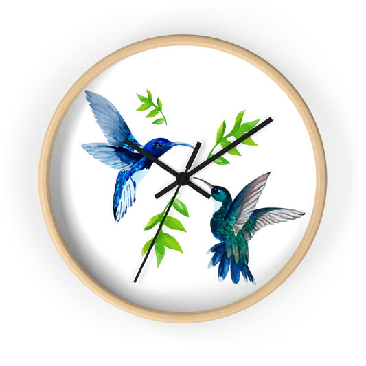 Watercolor Hummingbirds Time Wall Clock - Expressive DeZien 