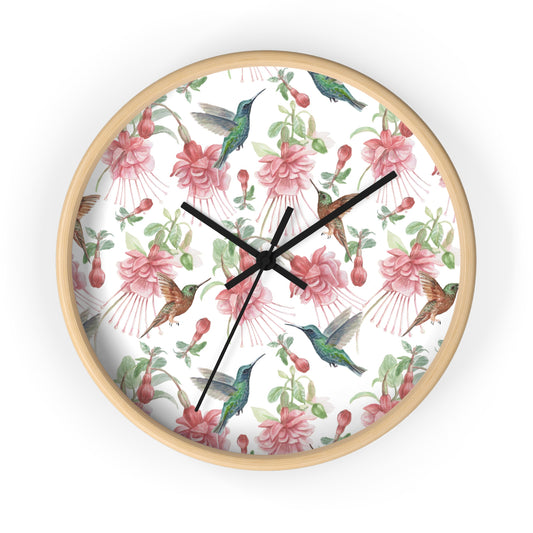 Hummingbird and Fuchsia Time Wall Clock - Expressive DeZien 