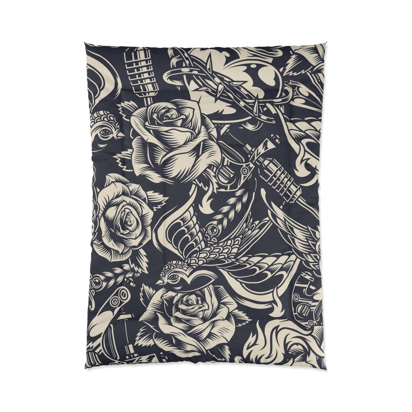 Vintage Tattoo Luxury Polyester Comforter - Soft, Lightweight & Elegant