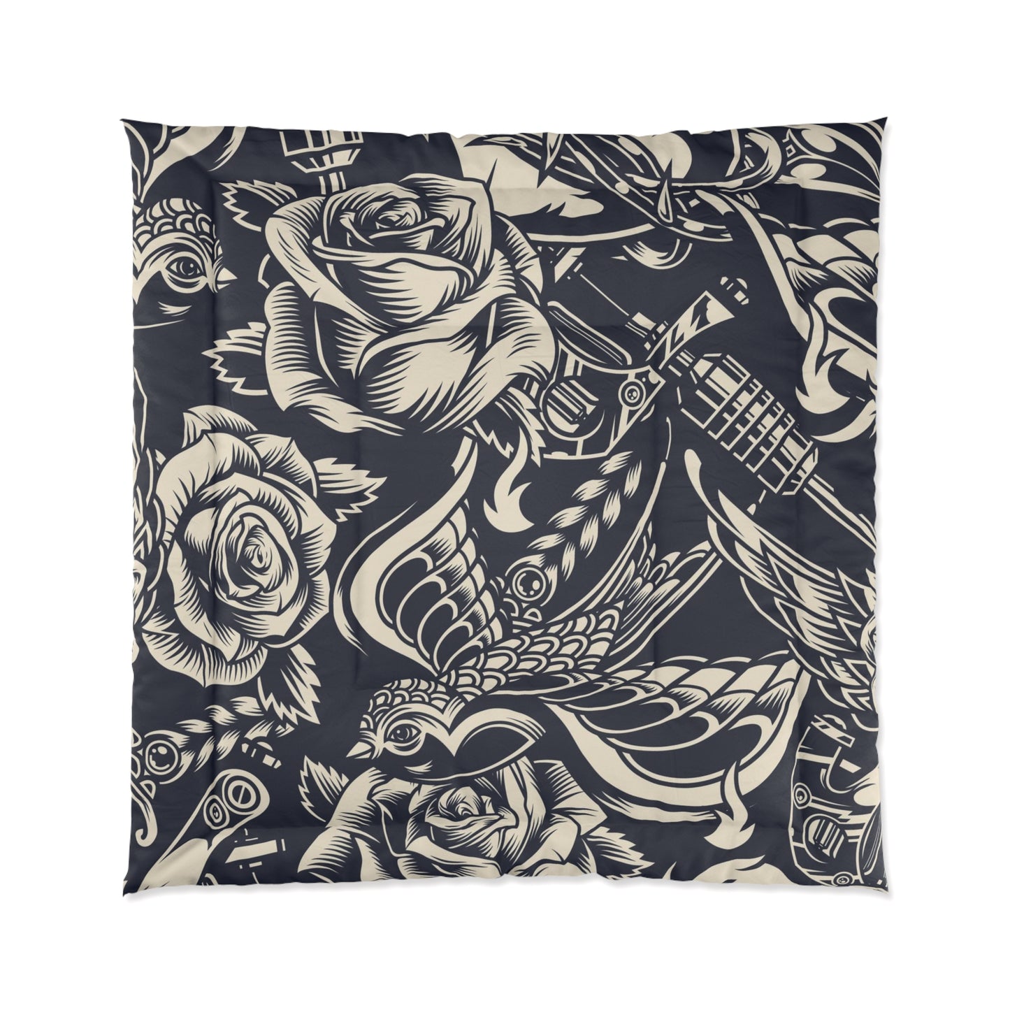 Vintage Tattoo Luxury Polyester Comforter - Soft, Lightweight & Elegant