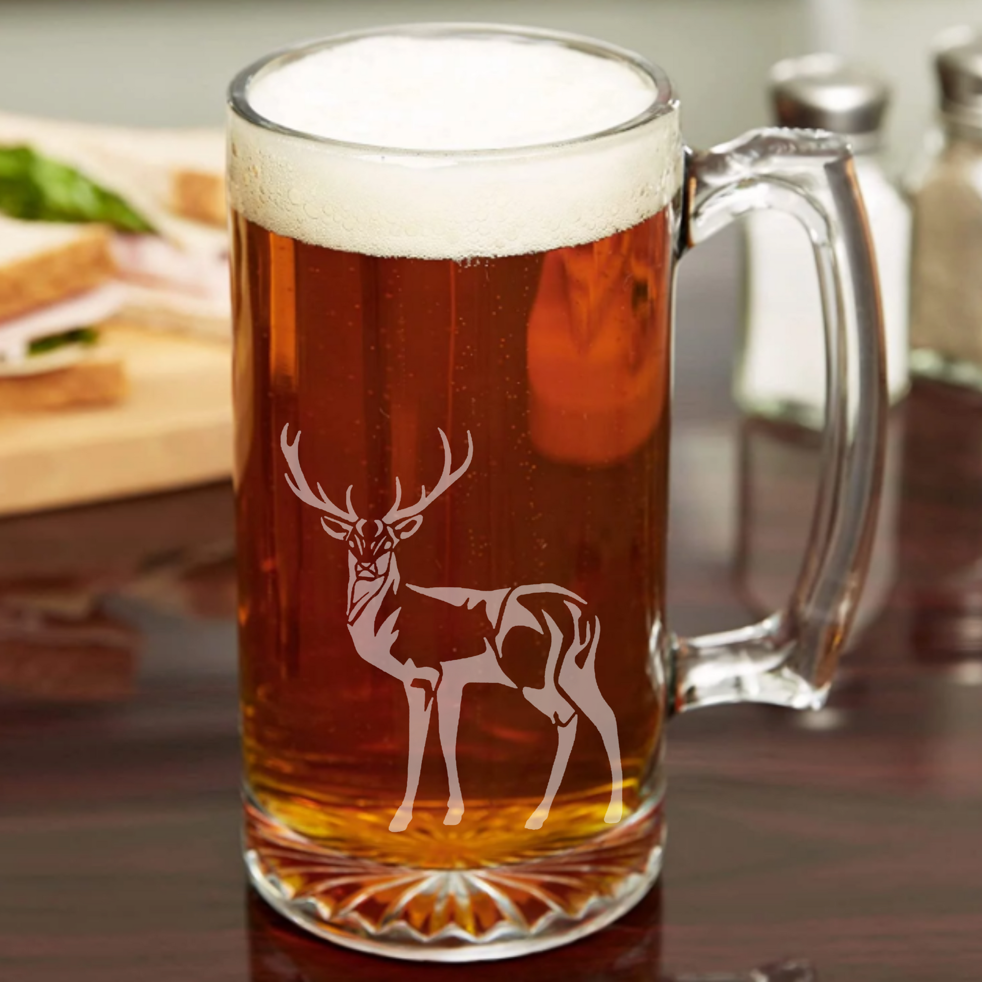 Lone Buck Etched - 26.5oz Tavern Beer Mug - Expressive DeZien 