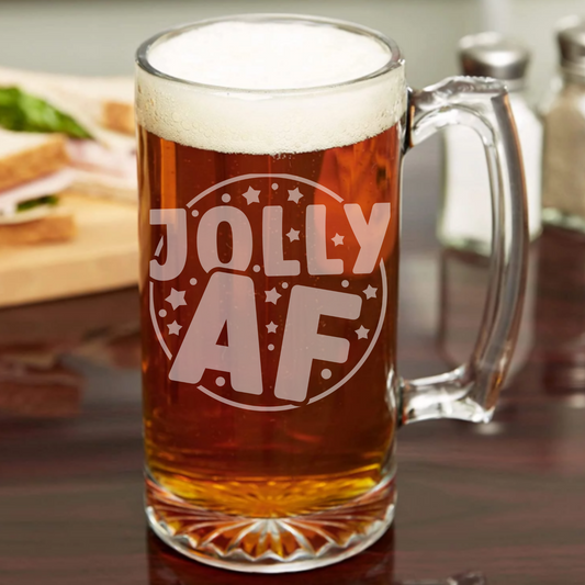 Jolly AF - 26.5oz Tavern Beer Mug | Christmas - Expressive DeZien 