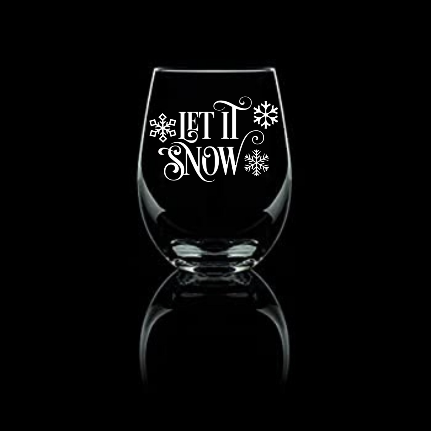 Let It Snow Etched Stemless Wine Glass 20.5oz | Christmas Wine Glasses - Expressive DeZien 