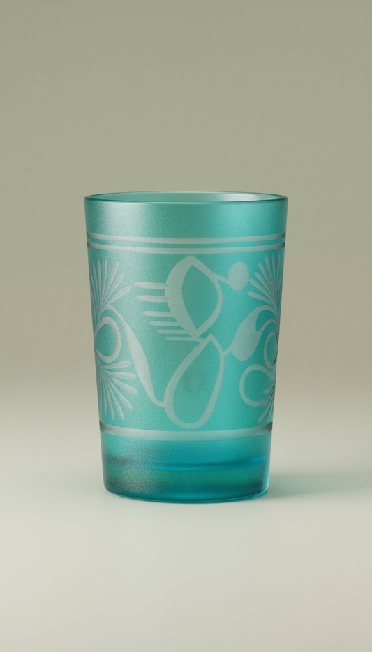 Turquoise Accent Etched Tumbler