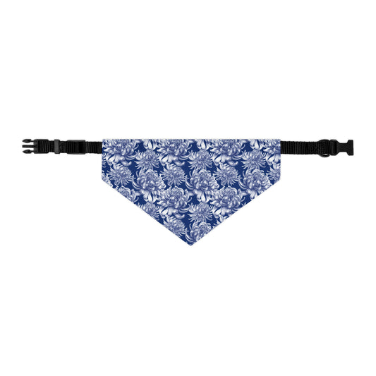 Pet Bandana Collar Blue Damask Flower - Expressive DeZien 