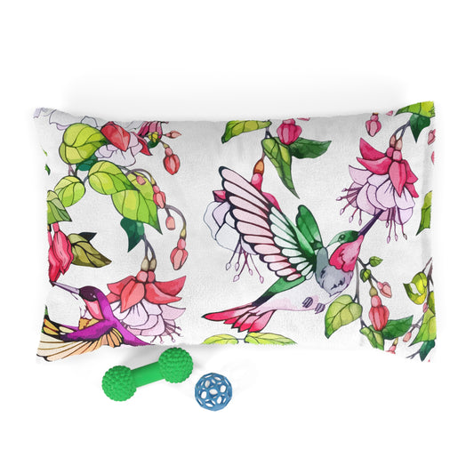 Pet Bed Hummingbirds and Fuchsia Flower - Expressive DeZien 