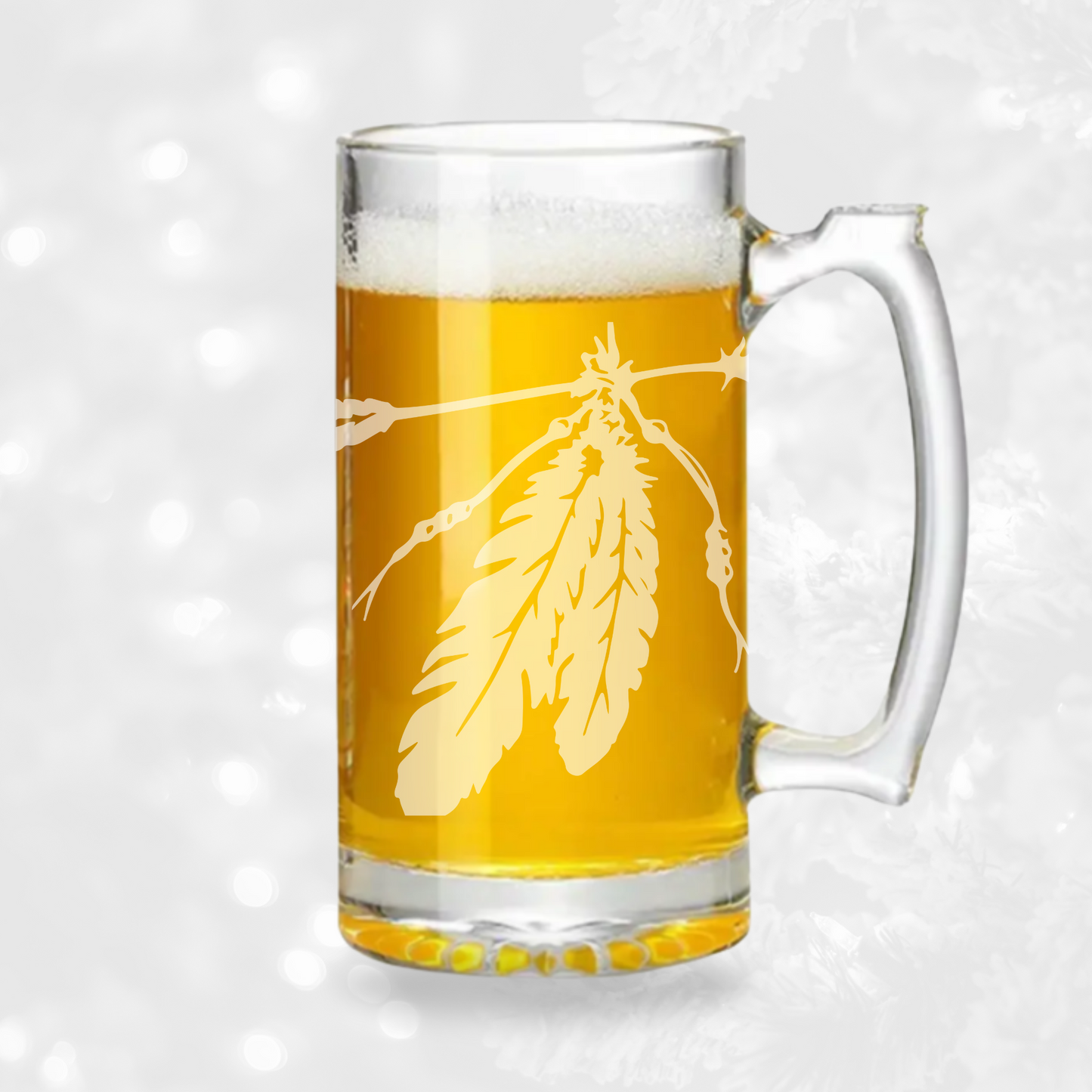Two Feathers Sandblast Etched - 26.5oz Tavern Beer Mug - Expressive DeZien 