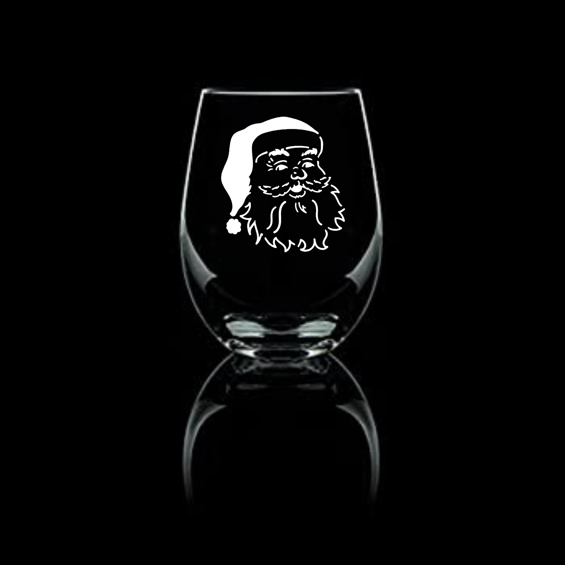 Santa Etched Stemless Wine Glass 20.5oz | Christmas Wine Glasses - Expressive DeZien 