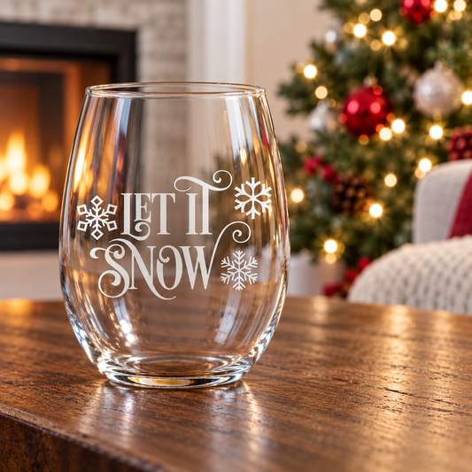 Let It Snow Etched Stemless Wine Glass | 20.5 oz