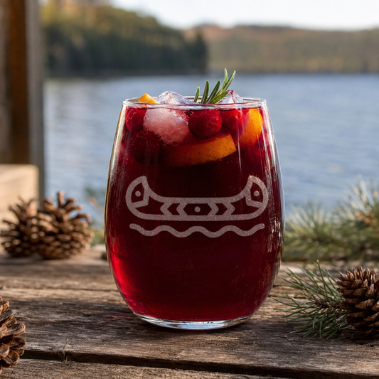 River Canoe Etched Stemless Wine Glass | 20.5 oz