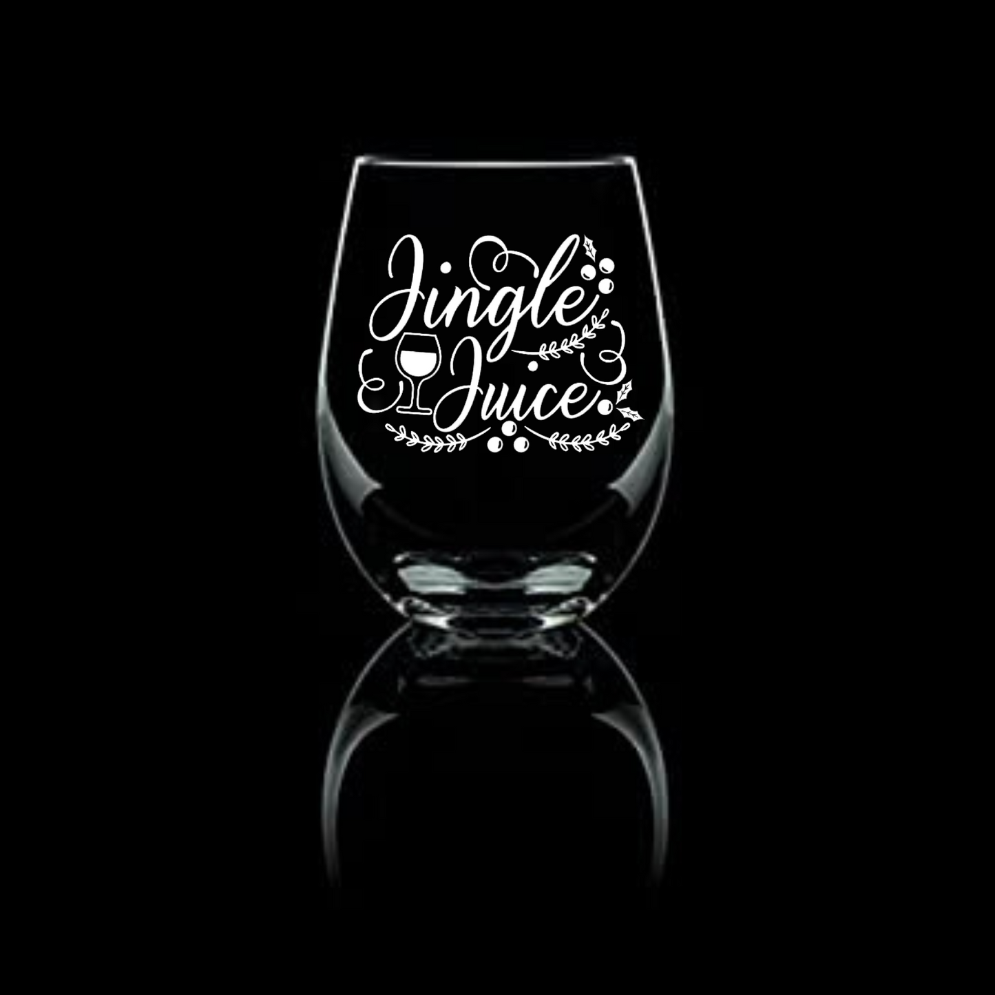 Jingle Juice Etched Stemless Wine Glass 20.5oz | Christmas Wine Glasses - Expressive DeZien 