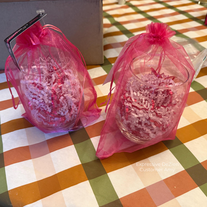 Hand Etched Snowflake Stemless Wine Glass 20.5oz Ice Queen Design Holiday Gift Organza Bag Included