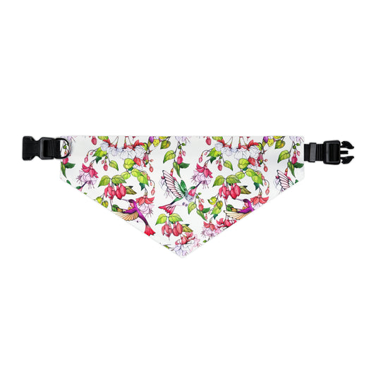 Pet Bandana Collar Hummingbirds and Fuchsia Flower - Expressive DeZien 