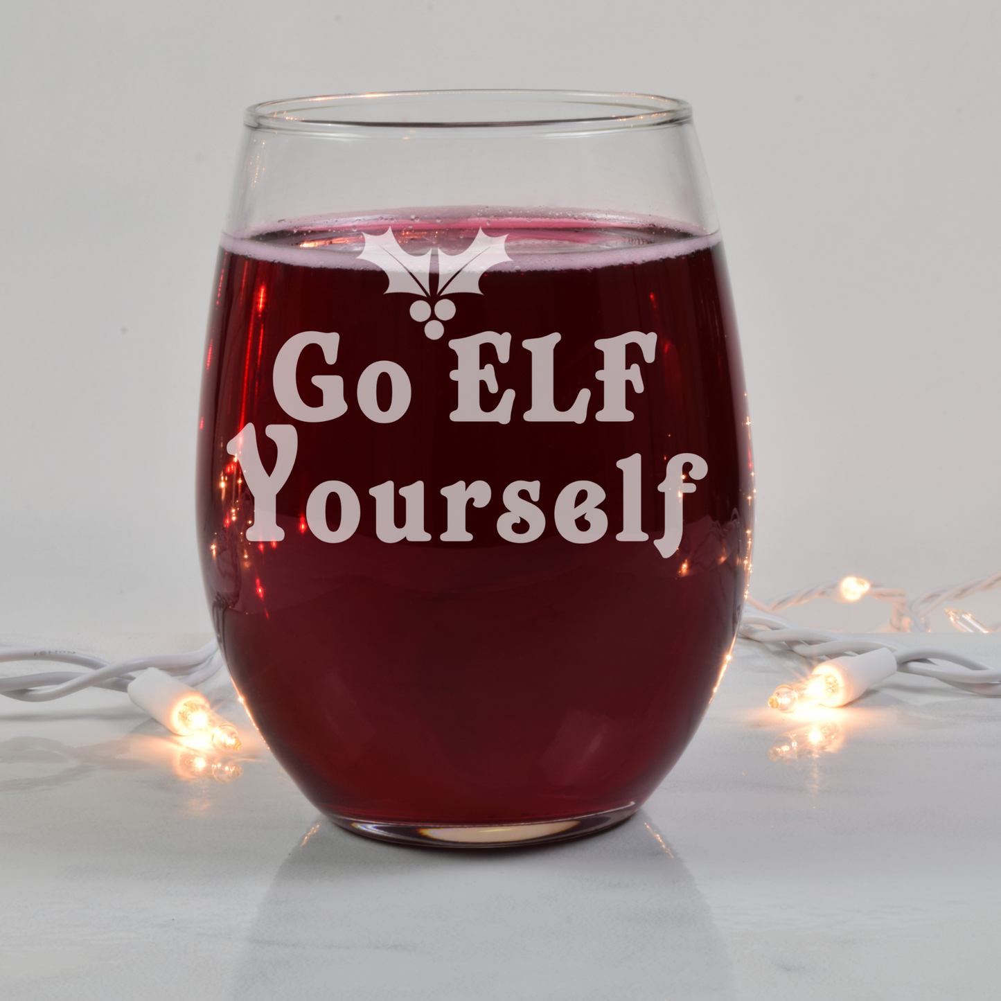 Go ELF yourself Etched Stemless Wine Glass 20.5oz | Christmas Wine Glasses - Expressive DeZien 