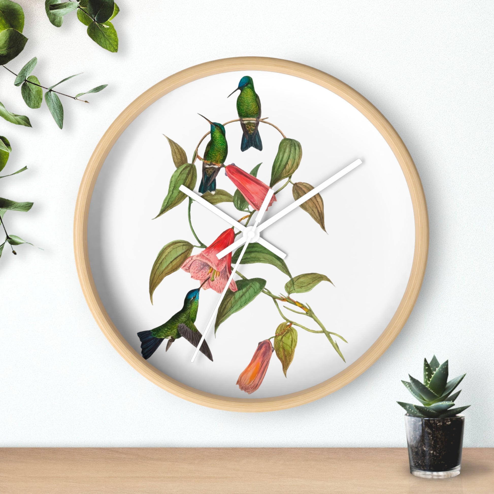 Hummingbird and Chilean Bellflower Time Wall Clock - Expressive DeZien 