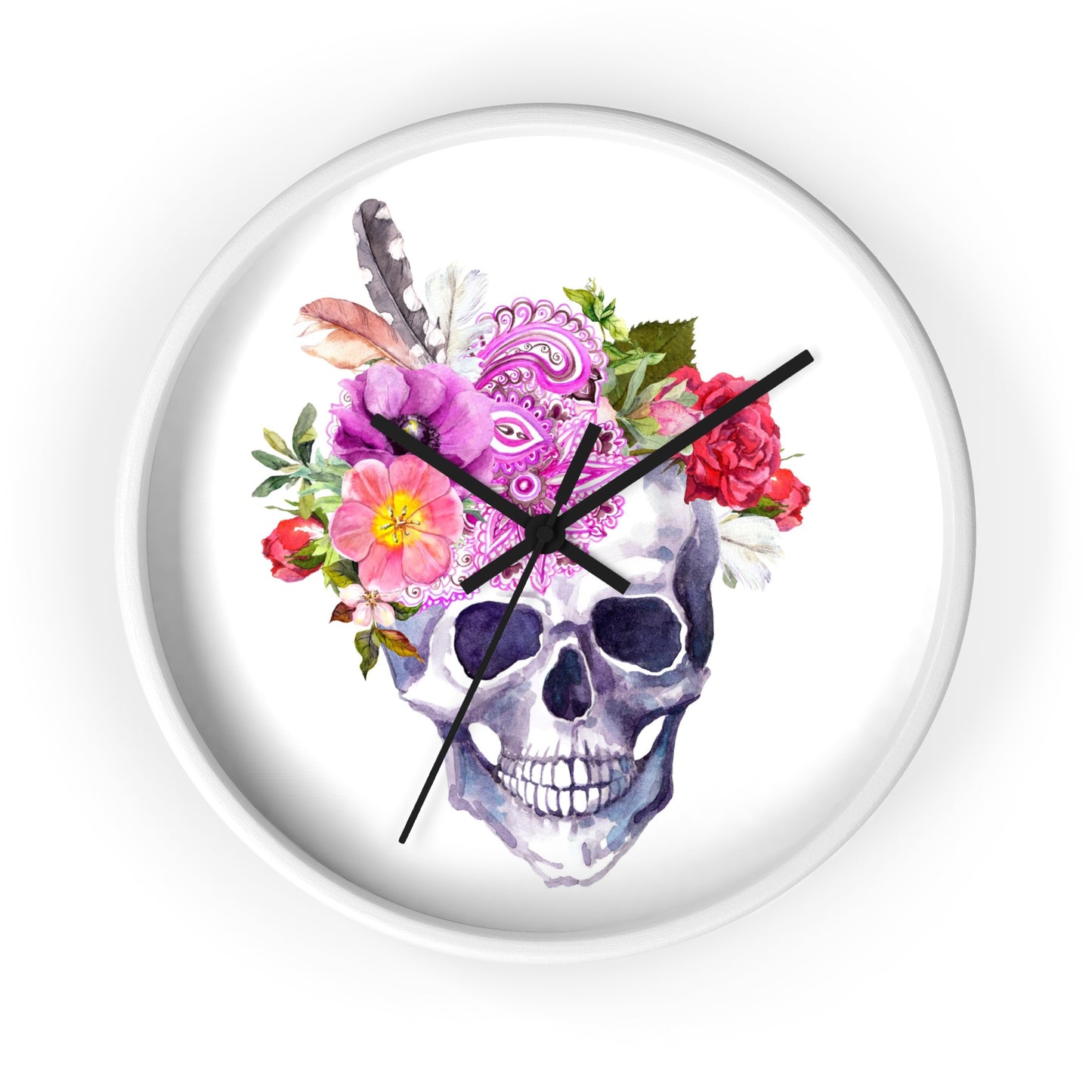 BoHo Skull Wood Wall Clock - Expressive DeZien 