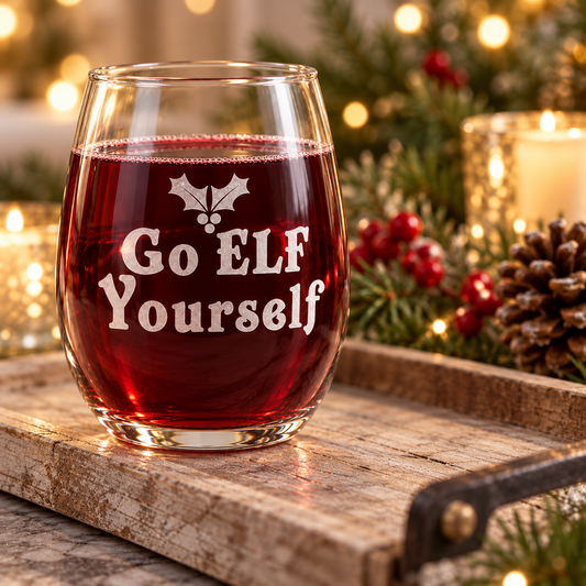 Go ELF Yourself Etched Stemless Wine Glass | 20.5 oz