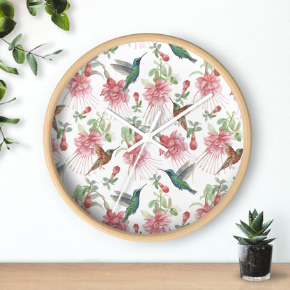 Hummingbird and Fuchsia Time Wall Clock - Expressive DeZien 