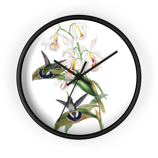 Hummingbirds and Orchids Time Wall Clock - Expressive DeZien 