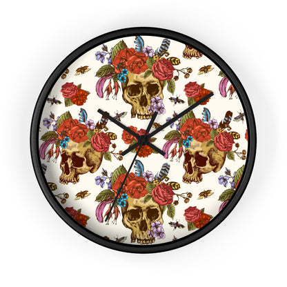Rosie Skull Wood Wall Clock - Expressive DeZien 