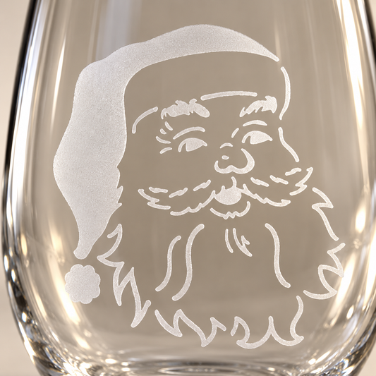 Santa Etched Stemless Wine Glass | 20.5 oz