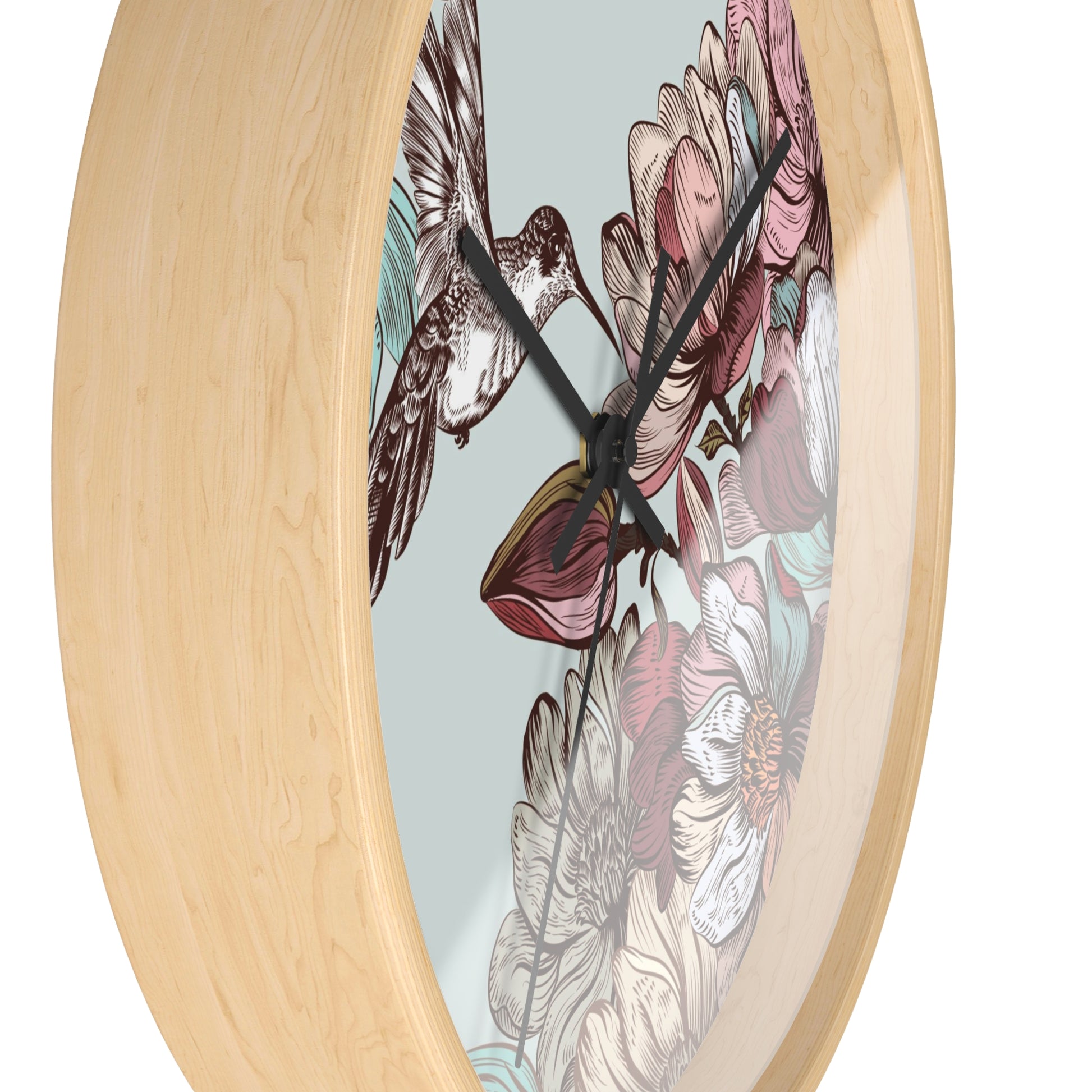 Vintage Hummingbird and Flowers Time Wall Clock - Expressive DeZien 