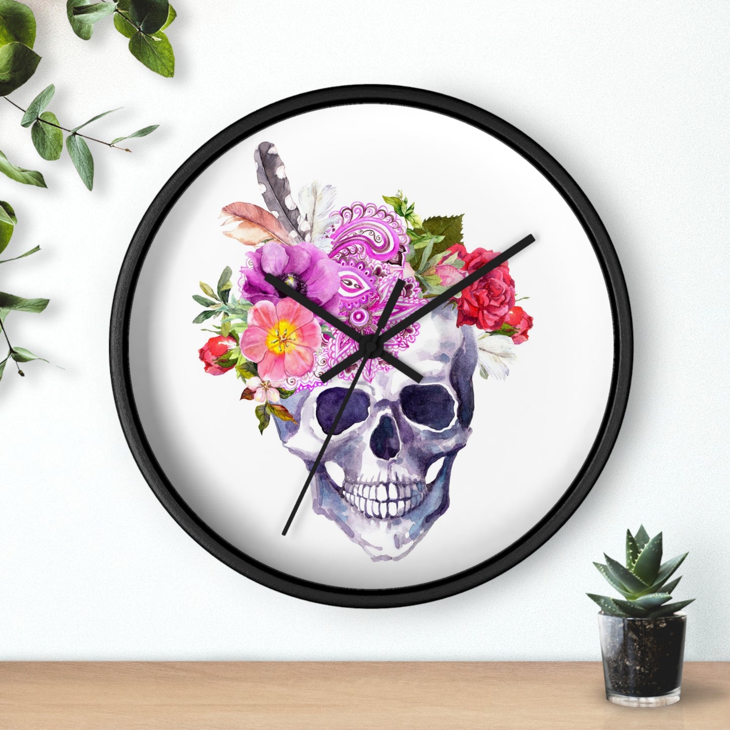 BoHo Skull Wood Wall Clock - Expressive DeZien 
