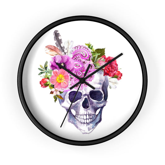 BoHo Skull Wood Wall Clock - Expressive DeZien 