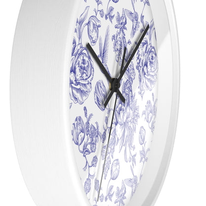 Hummingbird and Roses Royal Blue Wall Clock - Expressive DeZien 