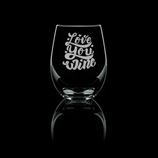 Love You Wine 20.5oz Stemless Wine Glasses Sweetheart Valentines Day Gift