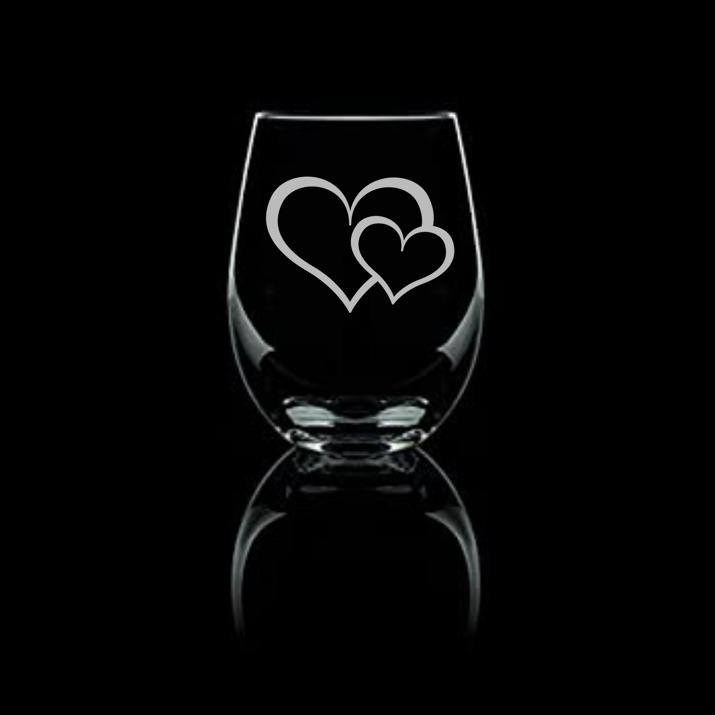 Double Hearts Outlined Wine Glass 20.5oz | Romantic Toast for Two - Expressive DeZien 