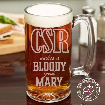 CSR-Custom 26.5oz Beer Tavern Mug, Simple Design, Sandblasted-Etched - Expressive DeZien 