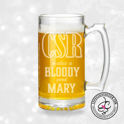 CSR-Custom 26.5oz Beer Tavern Mug, Simple Design, Sandblasted-Etched - Expressive DeZien 
