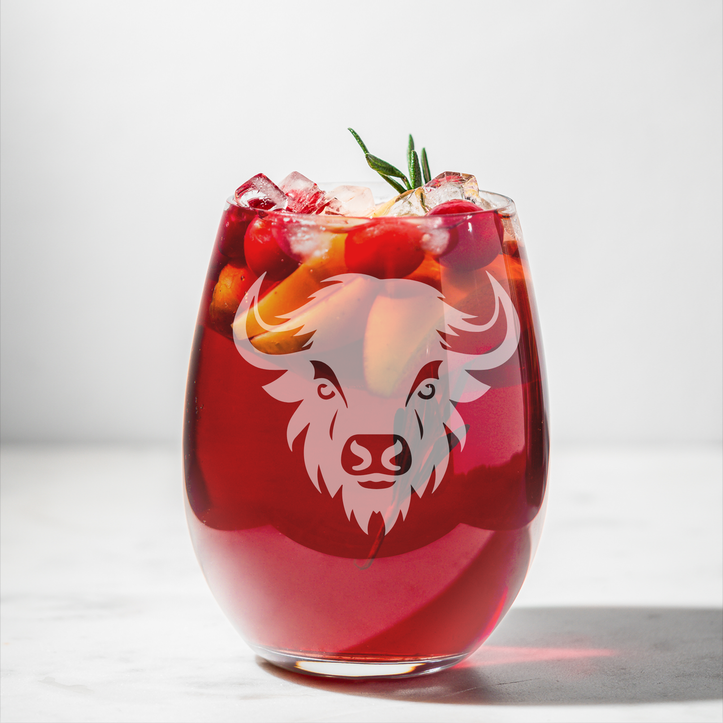 Bison Spirit Deep Carved Stemless Wine Glass – 20.5oz