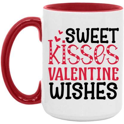 Sweet Kisses Valentine Wishes 15oz Accent Mug - Expressive DeZien 