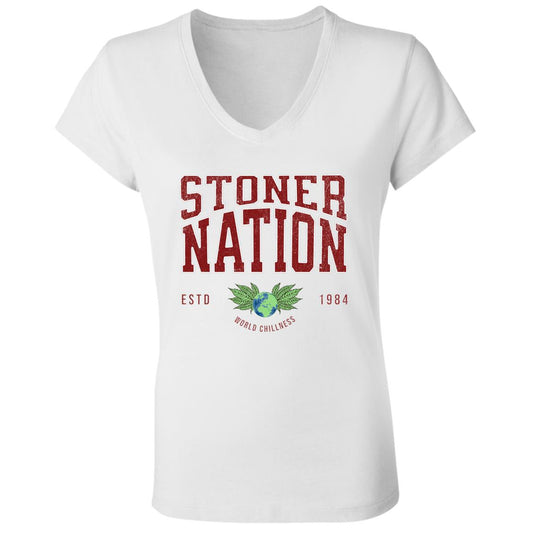 Nation Ladies' Jersey V-Neck T-Shirt - Expressive DeZien 