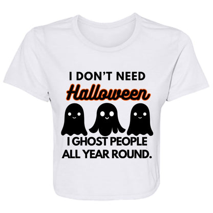 I Ghost People Ladies' Flowy Cropped Tee - Expressive DeZien 