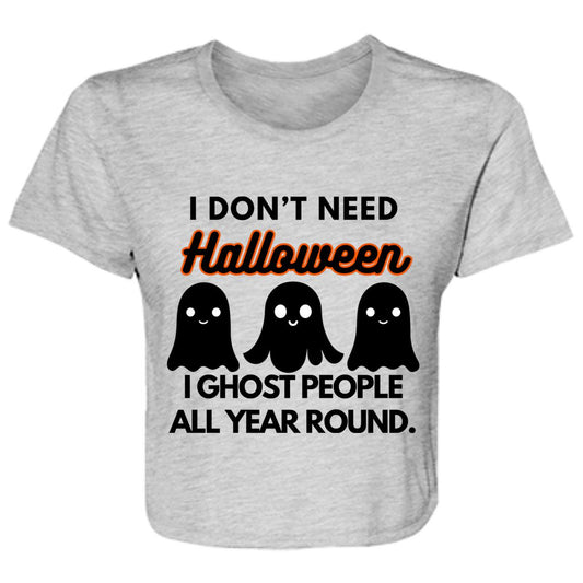 I Ghost People Ladies' Flowy Cropped Tee - Expressive DeZien 