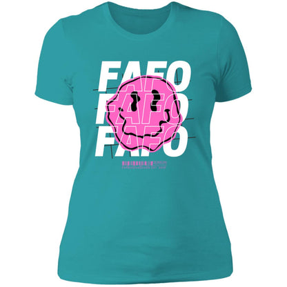 Pink White FAFO Smiley Face Positive T-Shirt - Ladies' Boyfriend Fit - Expressive DeZien 