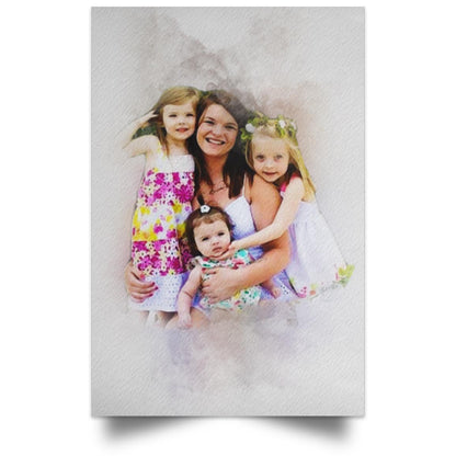 Custom Family Watercolor Satin Portrait Poster - Expressive DeZien 