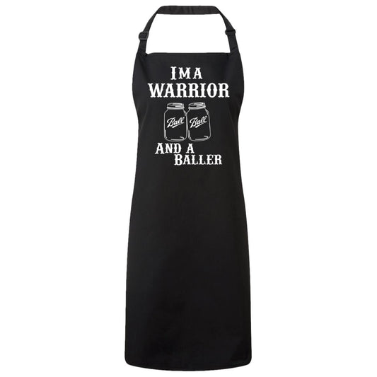 "I'm a Warrior and a Baller" Canning Apron - Expressive DeZien 
