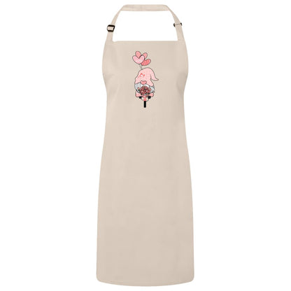 Sweet Gnome Valentine with Flower on Bicycle Love Apron - Expressive DeZien 