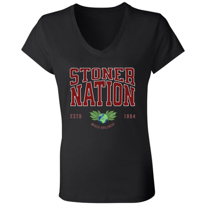 Nation Ladies' Jersey V-Neck T-Shirt - Expressive DeZien 