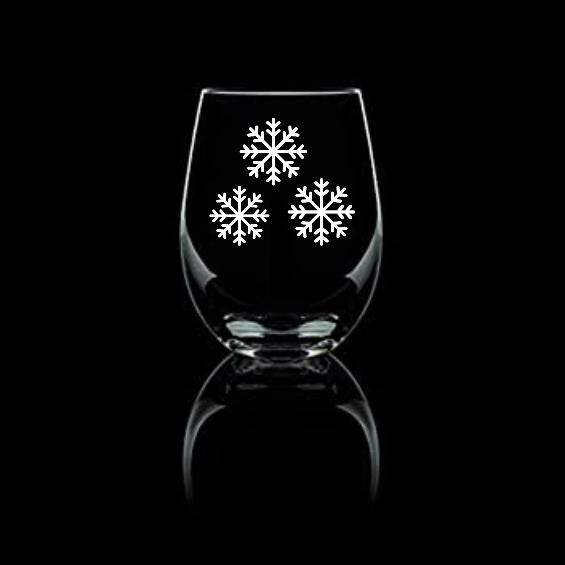 Frosty Lace Etched Stemless Wine Glass 20.5oz | Snowflake Wine Glasses - Expressive DeZien 