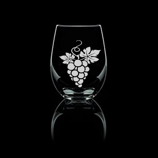 Grapes Etched Stemless Wine Glass 20.5oz - Expressive DeZien 