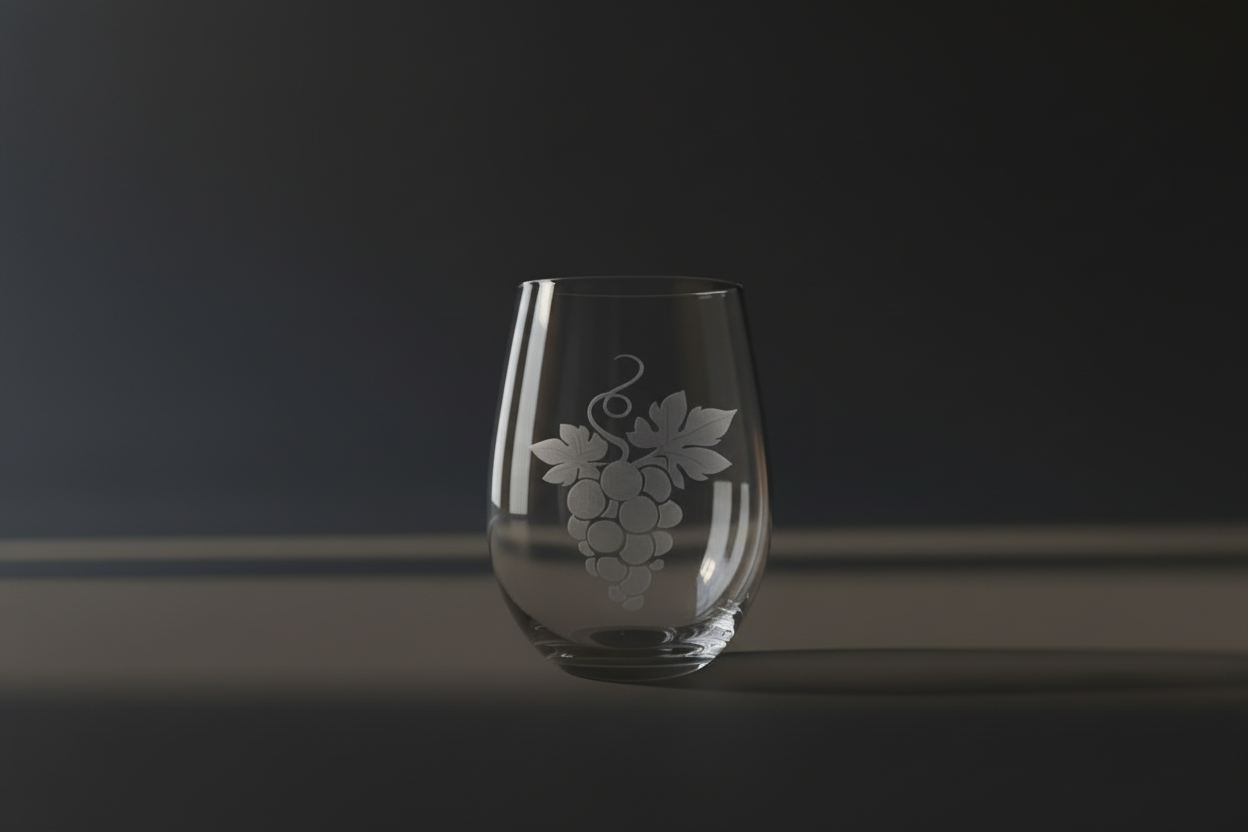 Grapes Etched Stemless Wine Glass 20.5oz