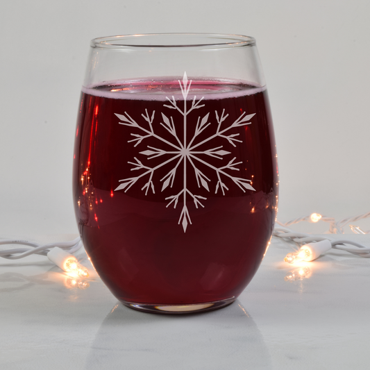 Ice Queen Etched Stemless Wine Glass 20.5oz | Snowflake Wine Glasses - Expressive DeZien 