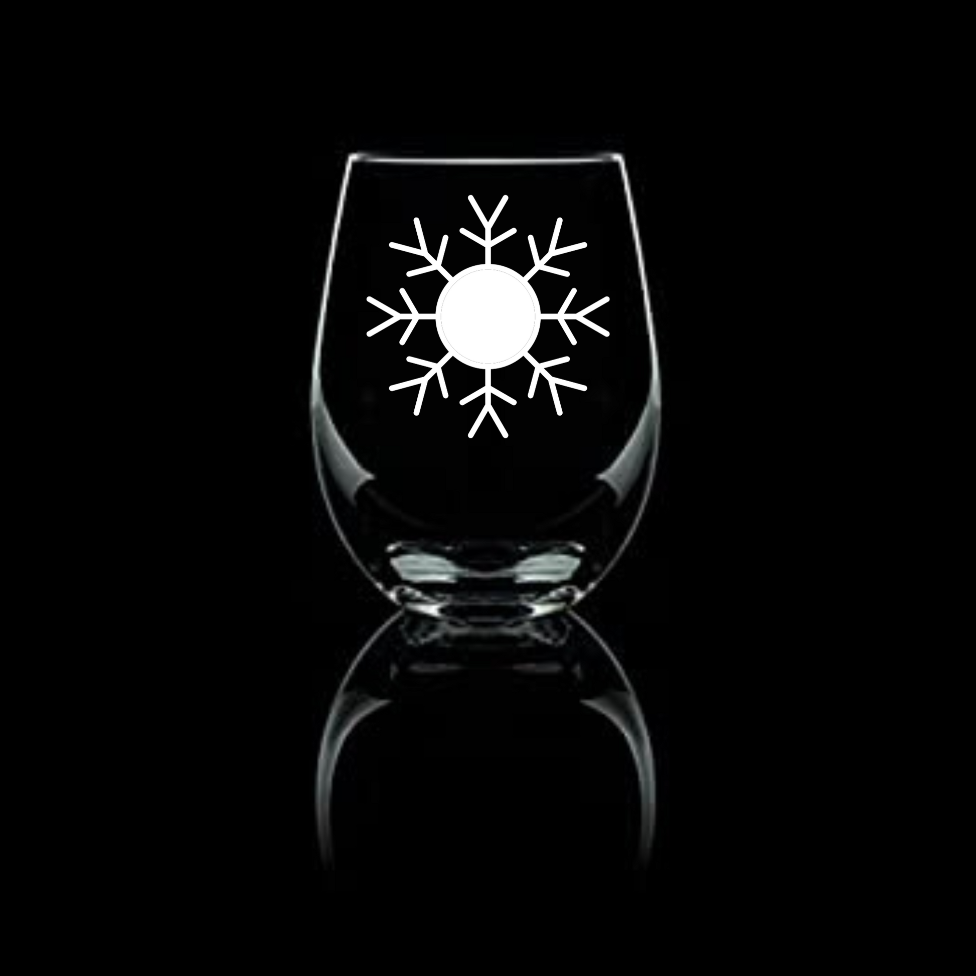 Polar Splendor Etched Stemless Wine Glass 20.5oz | Snowflake Wine Glasses - Expressive DeZien 