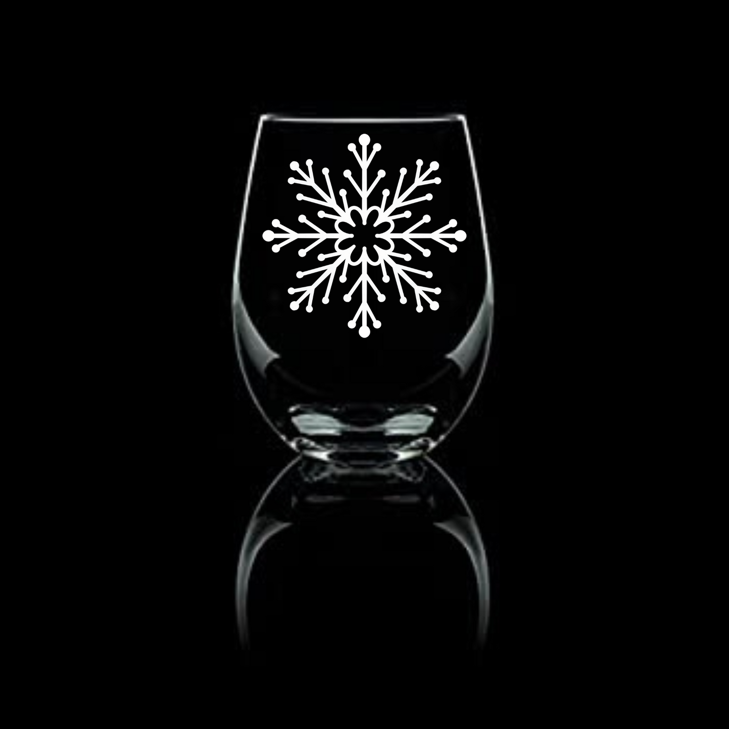 Queen's Whirl Etched Stemless Wine Glass 20.5oz | Snowflake Wine Glasses - Expressive DeZien 